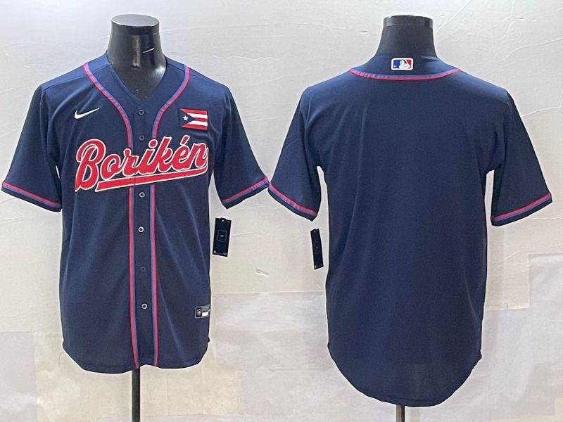 Men Puerto Rico Blank Blue Joint Name 2025 Nike MLB Jersey style 1